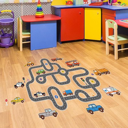 Veggklistremerker med biler og anleggsmaskiner for barn - Dekor til gutterom, soverom og klasserom