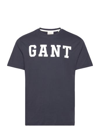 Gant Logo Ss T-Shirt T-shirts Short-sleeved Marineblå GANT*Betinget Tilbud