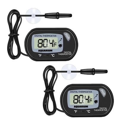 Akvaariotermometri - LCD Digitaalinen Akvaariotermometri Imukappaleella ja Upotettavalla Anturilla Akvaarioon, Terrarioon black 2pcs