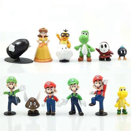 Super Mario Bros Figurer Leketøy Mini Tegneserie Modell Dukker Bil Hjeminnredning Samling Ornament Barn Bursdagsgave