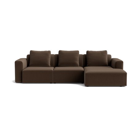 Como chaiselong sofa, højrevendt - Lisboa Brun fløjl - 286x155x83 - Sofa, chaiselong