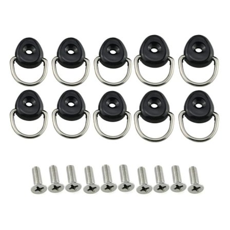 10 st Kayak D-ring, Svart Kanot D Spänne Tie Down Spänne, Tie Down D-ring för Båt Kanot, Tie Down Spänne, Kayak KLB