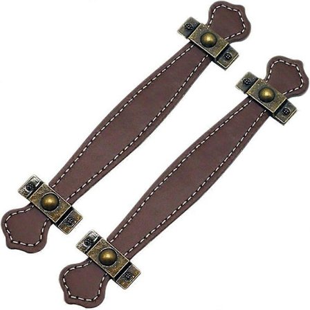 Sett med 2 møbelhåndtak, Eco-lær/jern, Brun