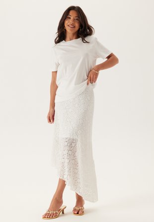 Bubbleroom - Asymmetric Lace Skirt - White - Kläder