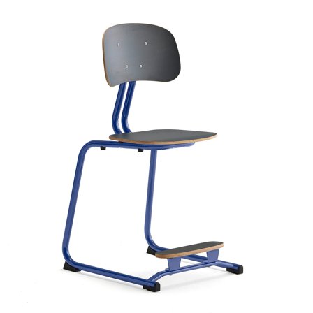 Classroom chair YNGVE, skid base, cobalt blue, anthracite, H 500 mm