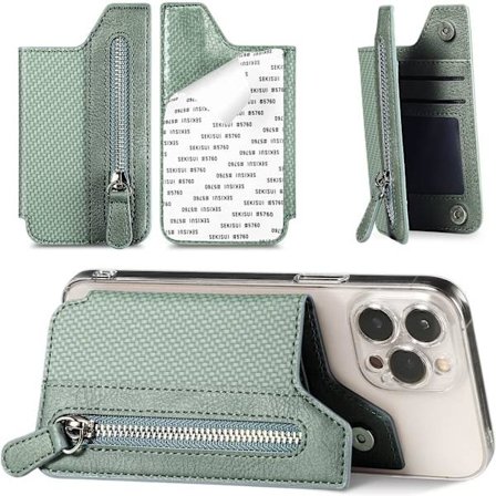 Monitoiminen liimattava puhelinlompakko korttikotelo 3 in 1 korttikotelo lompakko puhelinpidike PU-nahkaa vetoketjulla Universaali