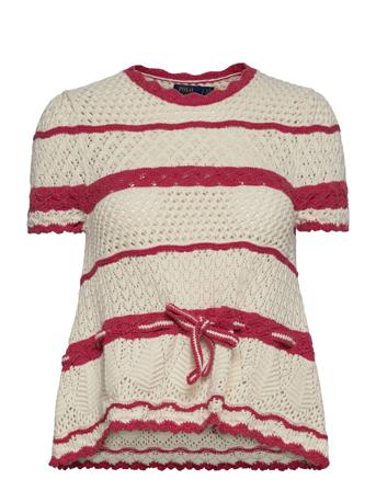 Striped Pointelle Short-Sleeve Sweater Patterned Polo Ralph Lauren