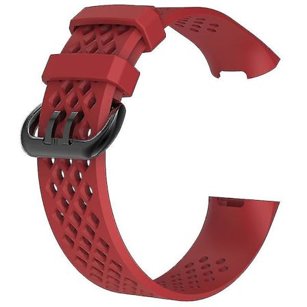 Kompatibelt Mjukt Silikon Andningsbart Armbandsur Armband Kompatibelt Fitbit Charge 3 Jikaix.S.Röd