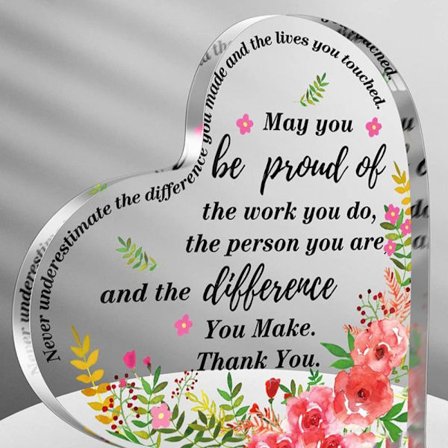 Hjerteform Akrylskilt Gift Coworkers Pensjonist Desk Artikkel