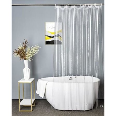 Extra långt transparent duschdraperi 180x200cm, Transparent