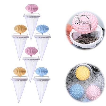 Flydende hårfilterfjerner med silikone klæbekugle, vaskemaskine fnugfanger, genanvendeligt vaskemaskine hårfanger værktøj (6 stk)