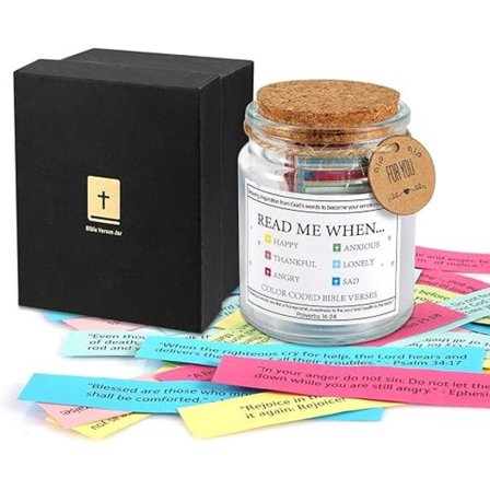 Hellige skrifter i en krukke, bibelvers om følelser og emotioner i en krukke med håb med 90 farverige bibelkort som påskegaver til kvinder i en krukke