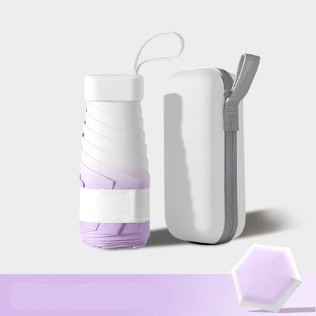 Reiseparaply, Ribber Mini Reiseparaply Sterkt Paraply Sammenleggbart Solparaply Vindtett Regntrekk Lett Lite Anti-UV Paraply 90x53cm Gradient purple