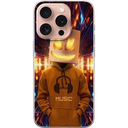 Yhteensopiva Puhelinkuori Apple Apple iPhone 16 Pro DJ-hahmo valaisevassa kypärässä ja hupparissa futuristisessa musiikkiympäristössä neonvaloje