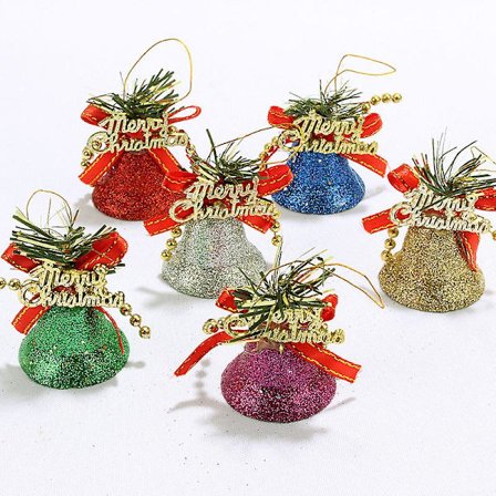 Juleklokker 6 stk., 7*4,5 cm hængende klokker til gør-det-selv julehåndværk, juleklokkeornament