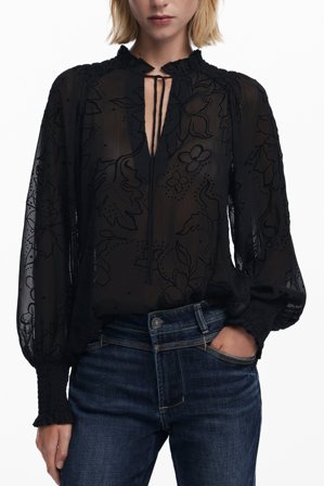 Desigual Camicia Maniche Lunghe Donna Nero