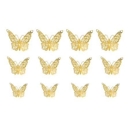 12-pack sommerfugle 3d væg decal væg vægmaleri væg dekoration guld