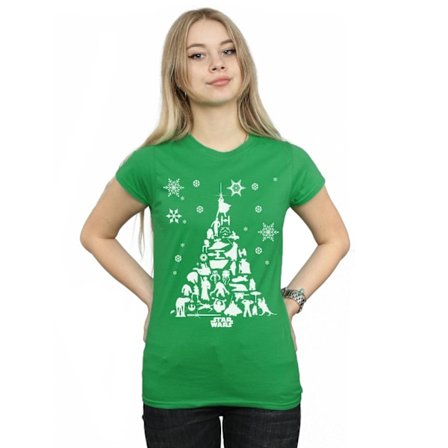 Star Wars Dam/Damjul Julgran Bomull T-shirt XXL Röd