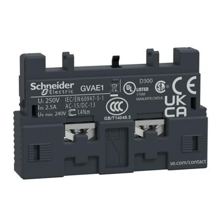 Schneider Electric GVAE1 Hjelpekontaktblokk TeSys GV2 og GV3 1 sluttende eller 1 brytende, vendbar, frontmonteres, Elfordeling & strømforsyning