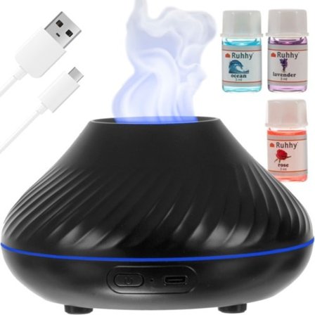 Flammande Aroma Diffuser | 3 Eteriska Oljor | RGB Luftfuktare