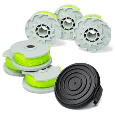6 stk. WA0014 Trådspoler + 1 stk. WA0037 Spolelokk Erstatningssett for Worx WG168 / WG184 / WG190 / WG19