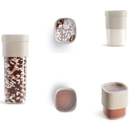 Lékué Flip oppbevaringsbeholder, sett med 2, grå