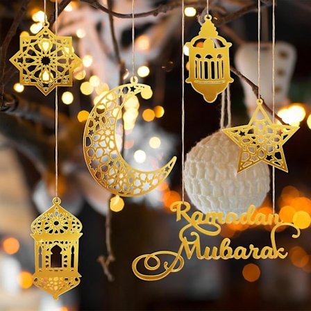 Eid Mubarak Dekorasjoner Ramadan Ornamenter Mubarak Eid Hengepynt Ramadan Måne Stjerne Skilt for Hjem Eid Festartikler