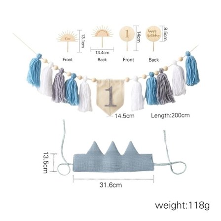 4st Barnstol Banner Set Födelsedag Crown Cake Topper