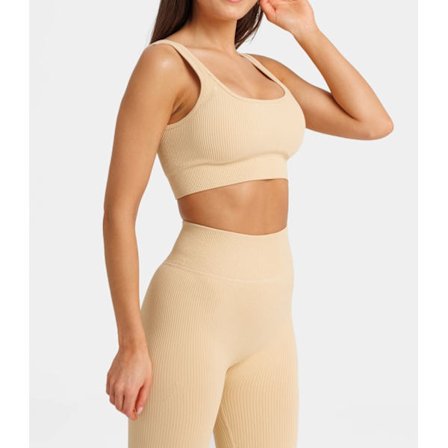 Yogaset Träningsset Ribbade Tights och Sport topp Sportset 2-delar