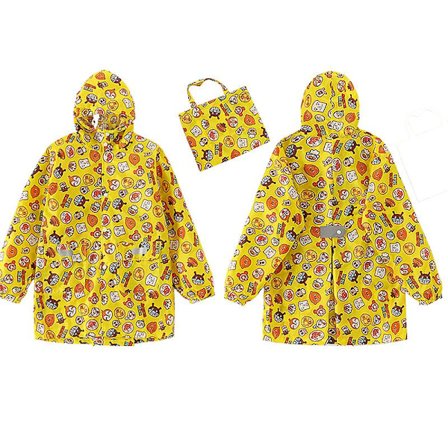 Lasten Sadevaatteet, 3D Piirretty Lasten Taaperon Sadetakki Takki Poncho Pojalle Tytölle (Keltainen Leipä)