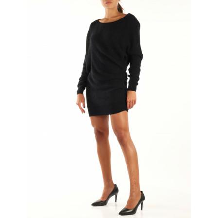 Manila Grace Knitted Kjole Sort, Dame