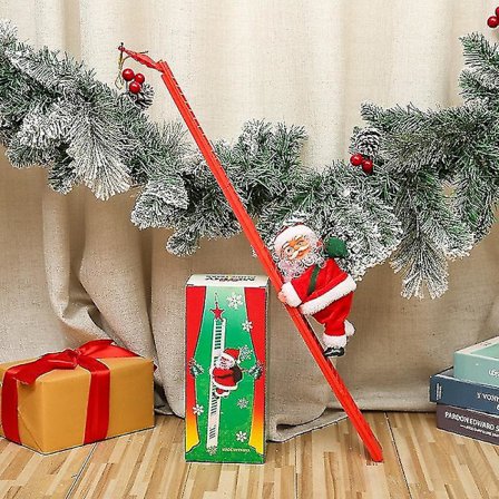Tomte som klättrar på röd stege Elektrisk Tomte som klättrar på rep-stege Dekoration Jul Superklättring