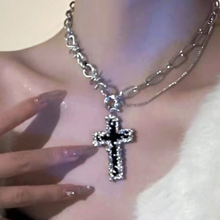 Modetrend Sweet Cool Artificiell Diamond Cross Pendant Pearl