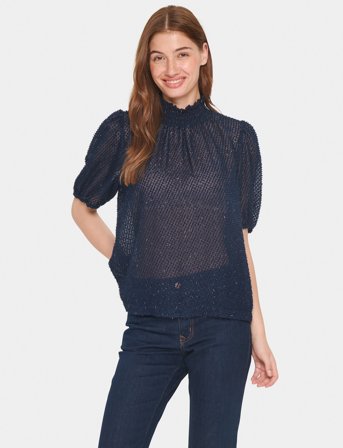 Saint Tropez Helmasz Ss Blouse - Navy - L