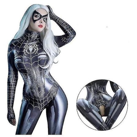 Spider Man Cosplay Kostyme Sexy Bodysuit Superhelt Spider Man Sexy Dame Svart Jumpsuit For Voksen Halloween Cosplay Party #yg CNMR