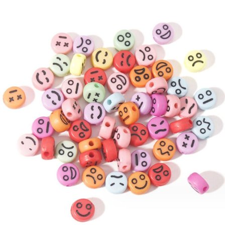 600 stk Akrylperler Søt uttrykk, runde perler i skiver