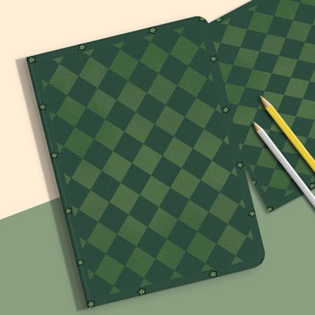 Fodral för iPad Air2 9.7" Bok Diamantrutigt Grön L Söt Tecknad Nionde Mjuk