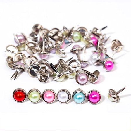 50/100 stk. til kreative flerfarvede to-benede spand negle nitter fastgørelseselementer børn diy scrapbooking diamant dekorative nitter pins 