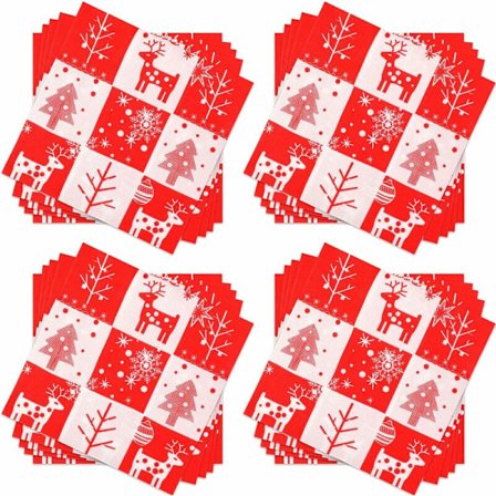 60 stk. engangsservietter til jul, juletræ og rensdyr cocktailservietter julepapirservietter dekorative servietter til julemiddag