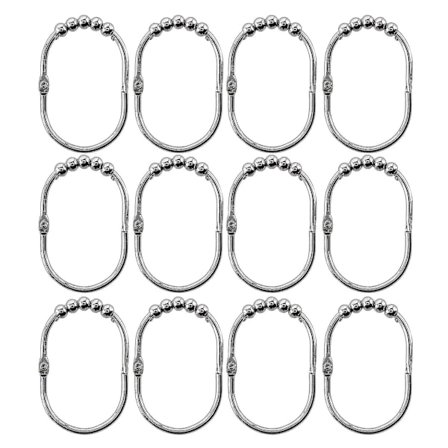 12 kpl Leveä Suihkuverhon Koukut Koristeellinen Kiillotettu Kromipinta