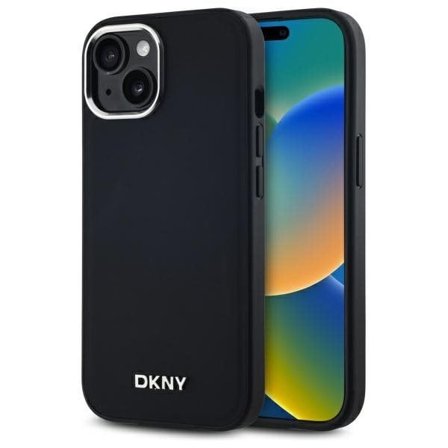 DKNY Plain Logo MagSafe iPhone 15 Plus-etui - Sort