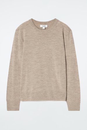 COS Women's Merino Wool Crew-Neck Jumper in Beige