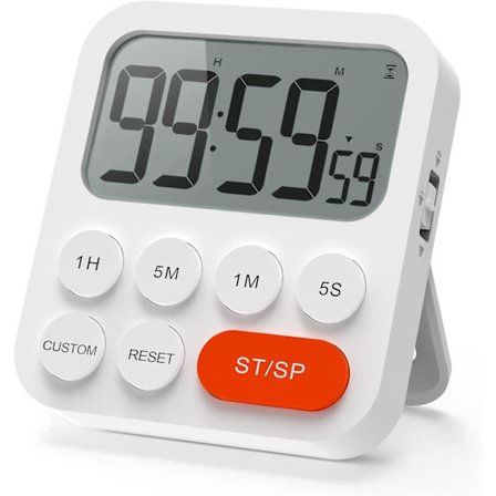 Digital køkkentimer, magnetisk stopur med ur, magnet, 3-trins lydstyrke, LCD-display til madlavning, sport, studier