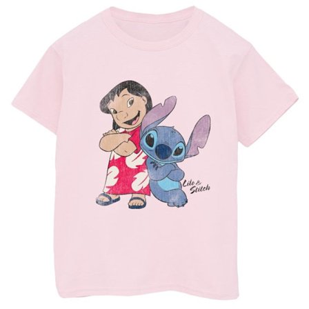 Lilo & Stitch flickor klassisk bomull T-shirt 7-8 år babyrosa