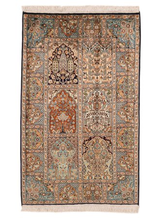 Kashmir Pure Silk Rug Oriental Brown/Beige (Silk, India)