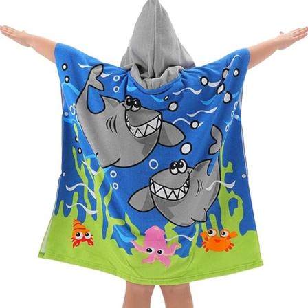 Barnebadehåndkle (Blue Shark 150x75cm), Barnebadehåndkle, hette Ultramykt badehåndkle Badekåpe Jente Gutt 6 - 14 år Blå Dinosaur