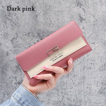 Lang lommebok pengeveske MØRK ROSA