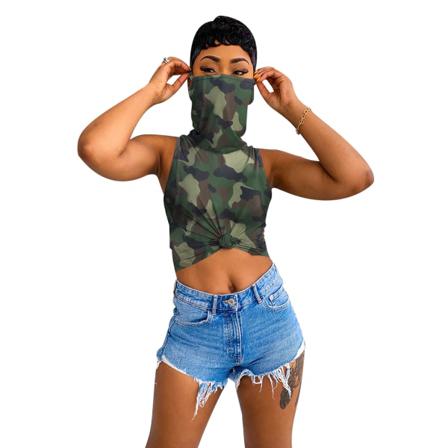 Utskrift Ärmlös Casual Topp