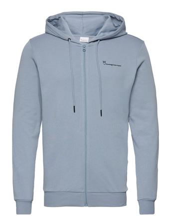 Basic Knowledge Hood Zip Sweat - Go Huppari Sininen Knowledge Cotton Apparel