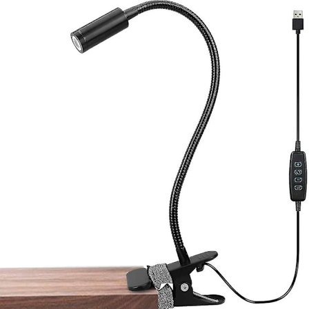 Klips-på Lampe Læselys Led Skrivebordslampe 3 Lysstyrke Bog Natlys, 360 Fleksibel Hals Berøringsstyring Øjenpleje Perfekt Til Skrivebord Computer Og 